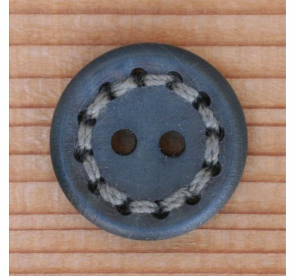 Holz-Knopf mit Garn graugrün - 20 mm