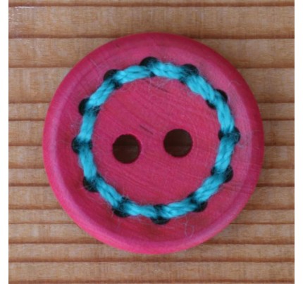 Holz-Knopf mit Garn pink - 15 mm